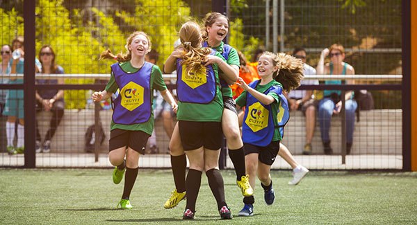 Girls having fun at a Cruyff Court