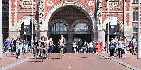Cycle underpass at Rijksmuseum (State Museum). It is the Dutch national museum dedicated to arts and history located at the Museum Square in the borough Amsterdam South.